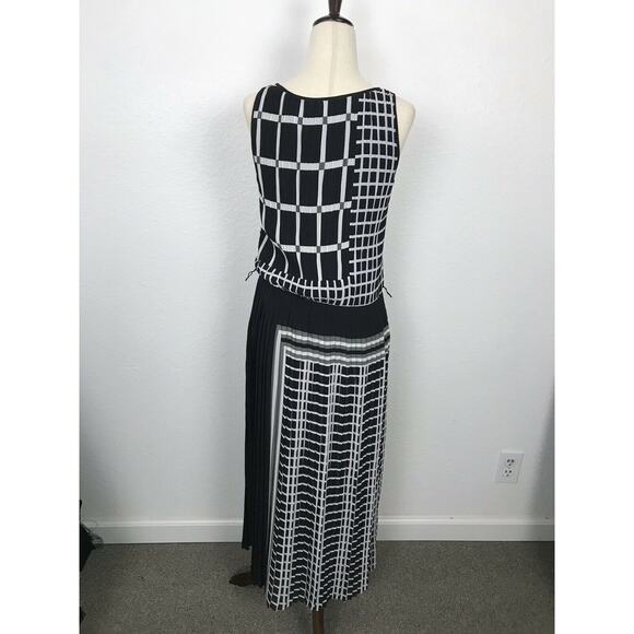 Michael Michael Kors Plaid Pleated Midi Tank Dress Lined FLAWS - Picture 6 of 12